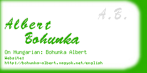 albert bohunka business card